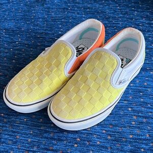Vans Kids Checkerboard Slip-On Sneakers - Yellow and Orange brand new with box